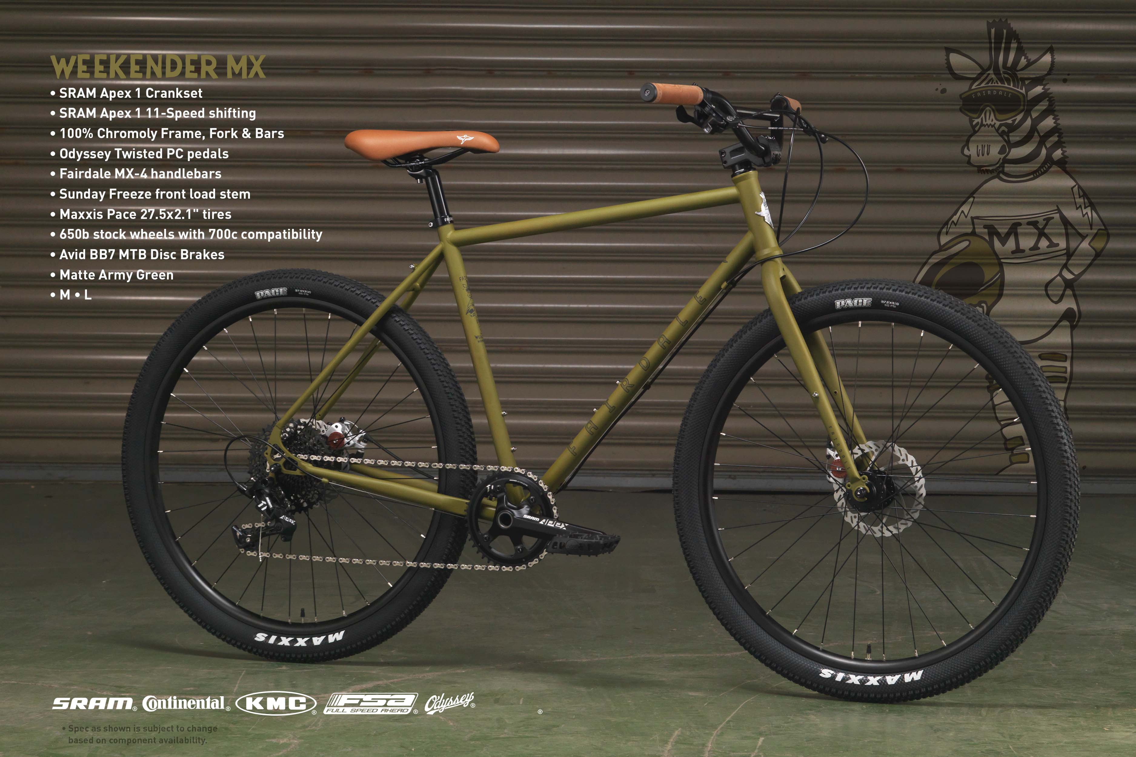 green pedal bike Fairdale Weekender Nomad MX (Matte Army Green in M-L)