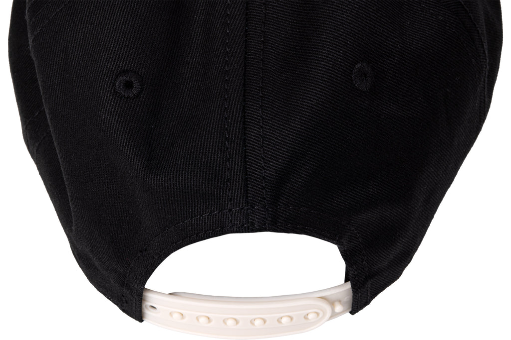 Odyssey 40DSY 5-Panel Hat (Black/White with Red/White Embroidery)