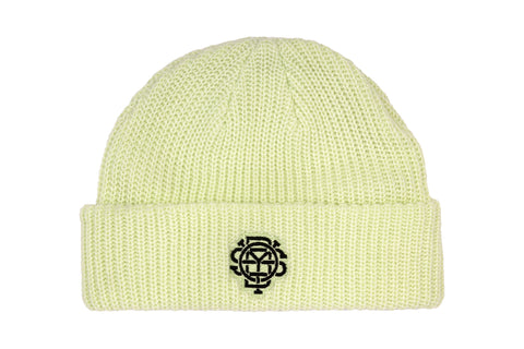 Odyssey Monogram Cable Beanie (Lime with Black Embroidery)