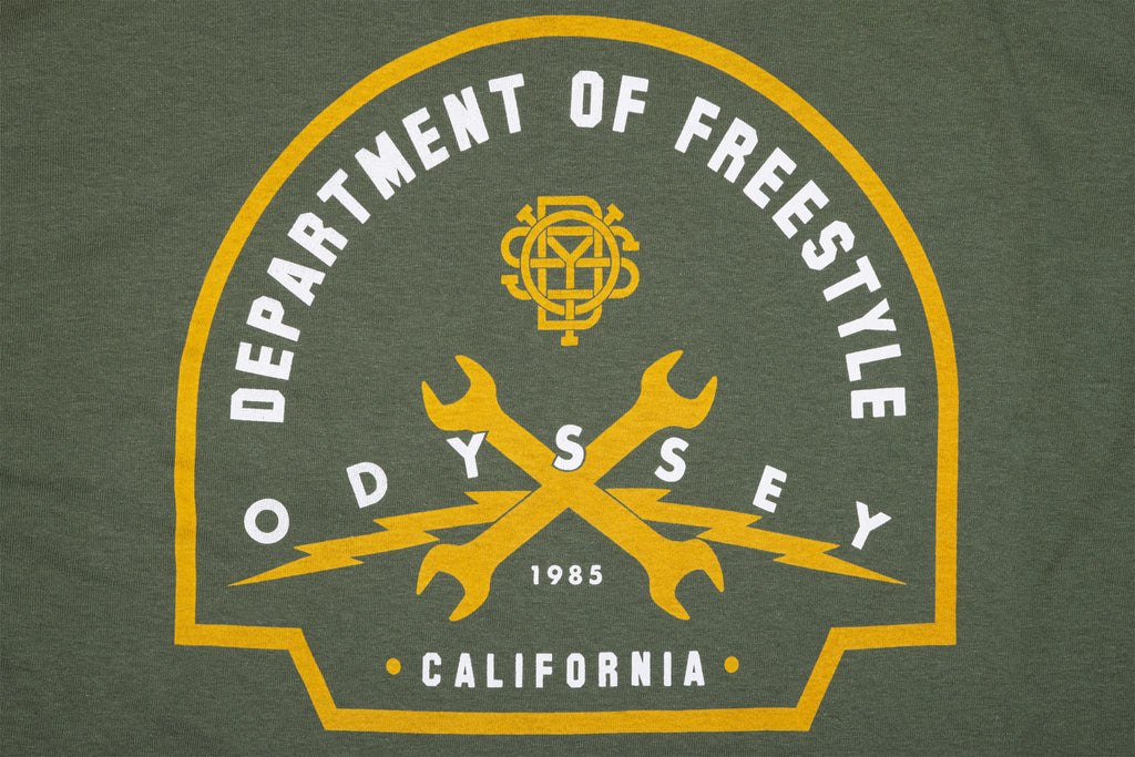 Odyssey Service Tee (Sage Green with White/Gold Ink)