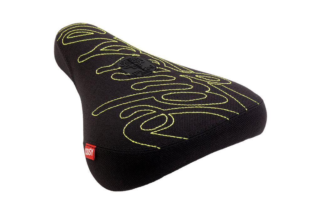 Odyssey Big Stitch Fat Seat (Black Denim w/ Fluorescent Yellow Embroidery)