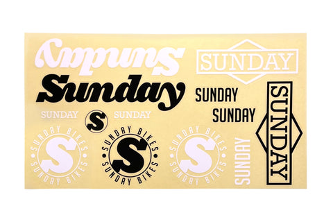 Sunday Assorted 13pc. Sticker Pack (Black/White with Clear Back)
