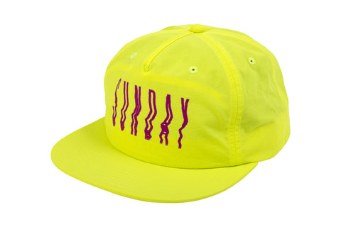Sunday High Wave 5-Panel Nylon Snapback Hat (Safety Green w/ Purple Screen Print)