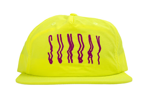 Sunday High Wave 5-Panel Nylon Snapback Hat (Safety Green w/ Purple Screen Print)