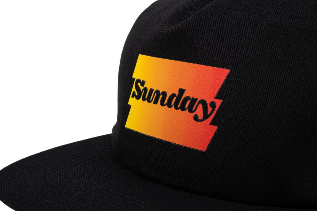 Sunday Zig-Zag 5-Panel Soft-Structured Hat (Black with Red/Yellow Fade Ink)