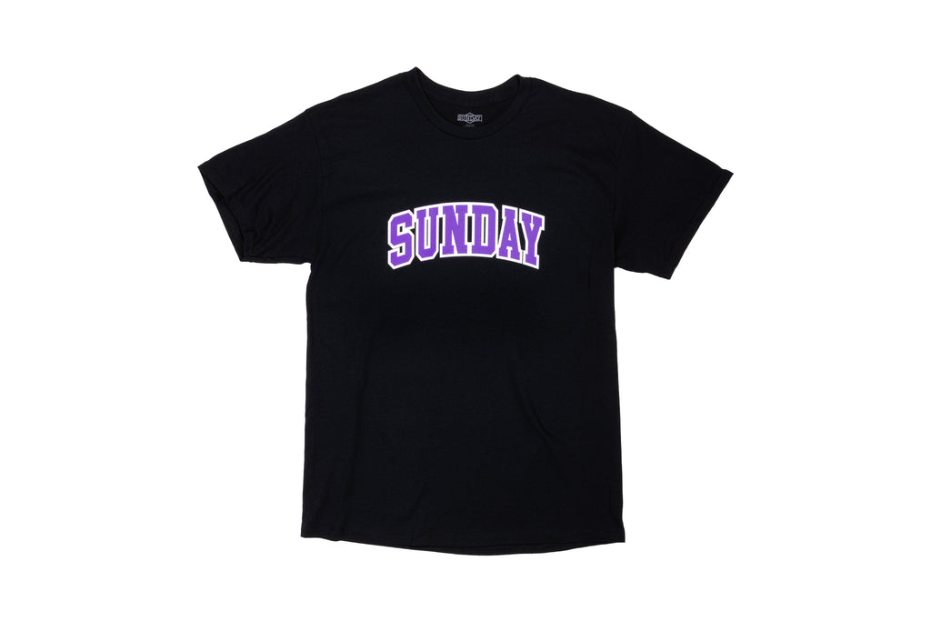 Sunday Blockhead Tee (Black w/ Purple+White Ink)