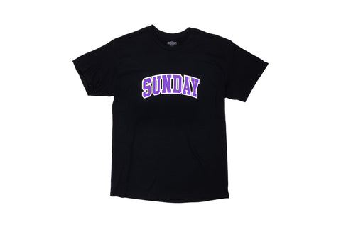 Sunday Blockhead Tee (Black w/ Purple+White Ink)