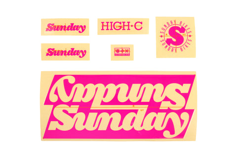 Sunday High C Complete Bike Sticker Kit (Gloss Hot Pink)