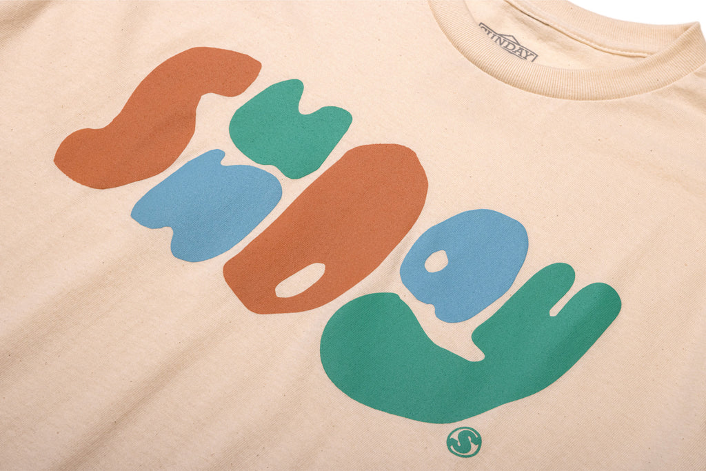 Sunday Papercuts Tee (Natural w/ Blue + Green + Orange Ink)