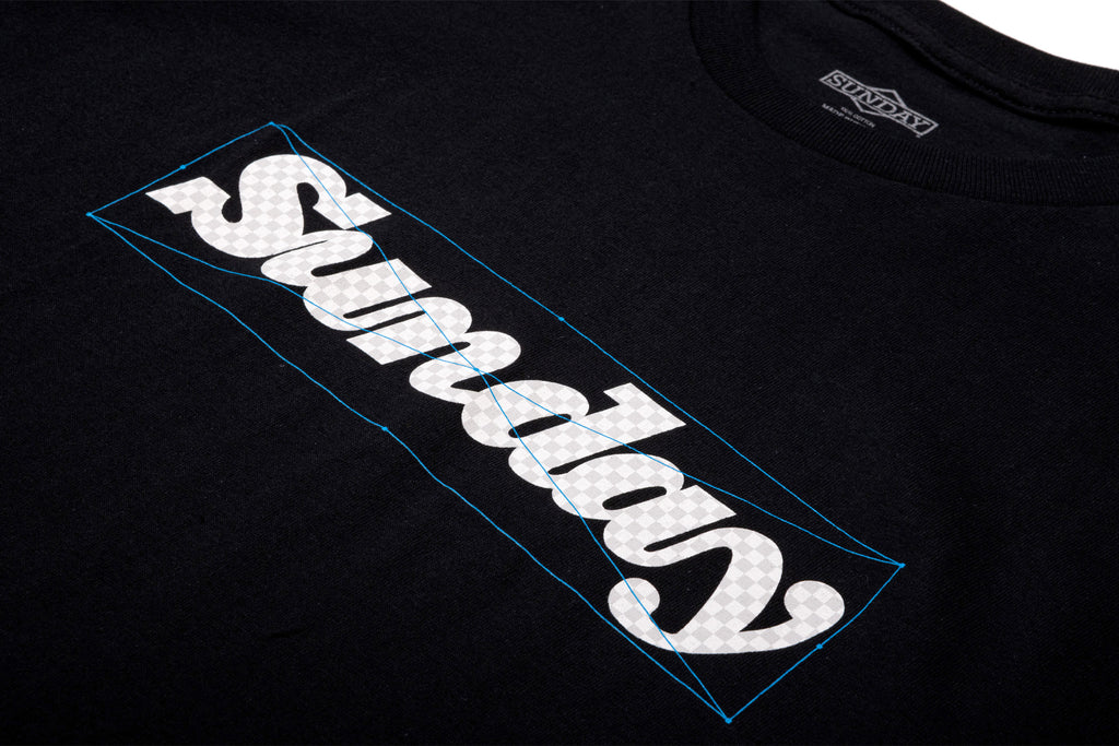 Sunday Work-In-Progress Tee (Black w/ Blue + Gray + White Ink)