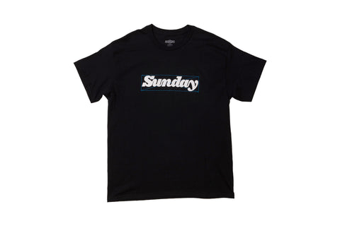 Sunday Work-In-Progress Tee (Black w/ Blue + Gray + White Ink)